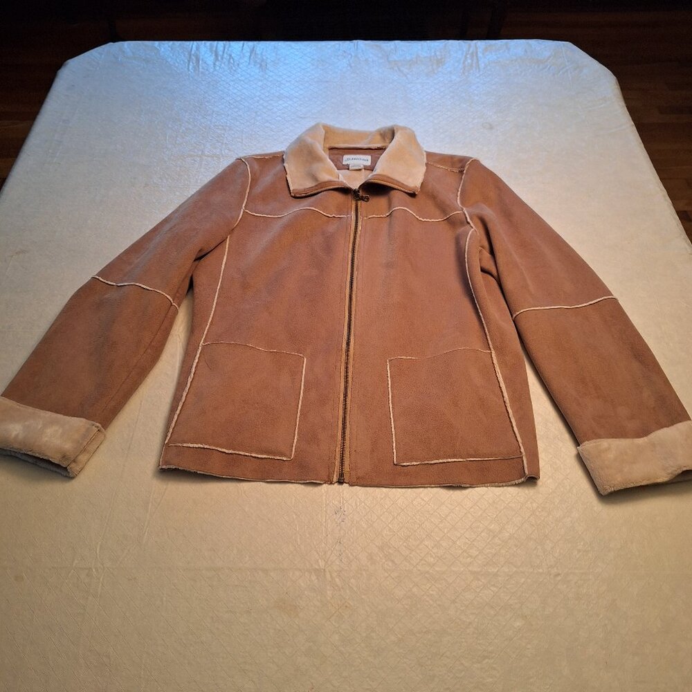 Ladies Synthetic Suede Lightweight Zipper Jacket